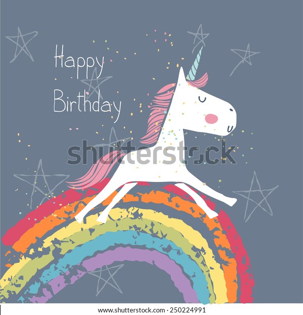 Happy Birthday Card Unicorn Stock Vector (Royalty Free) 250224991