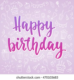 Happy Birthday Card Vector Handwritten Brush Stock Vector (Royalty Free ...