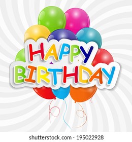 Happy Birthday Card Vector Illustration 