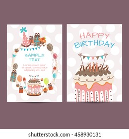 Happy birthday card vector illustration.