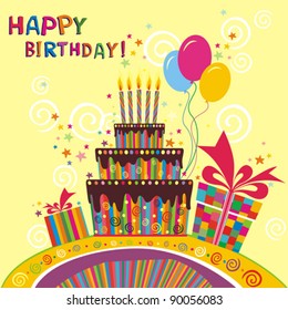 happy birthday Card. Vector Illustration