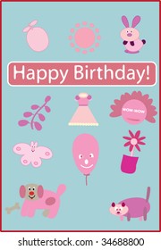 happy birthday card. vector. please, visit my portfolio to find more similar.