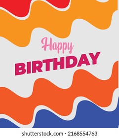 happy birthday card with waves