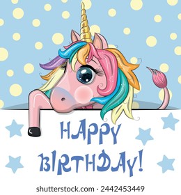 Happy birthday cards with animals. Cute hero with beautiful eyes, expressive