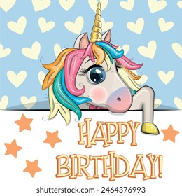 Happy birthday cards with animals. Cute hero with beautiful eyes, expressive