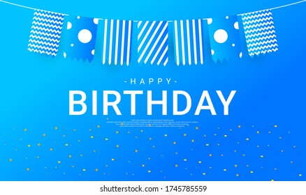 Happy birthday cards, blue and, suitable for invitation cards, backgrounds, posters, social media posts and so on