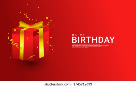 Happy Birthday Red And Gold Backgrounds