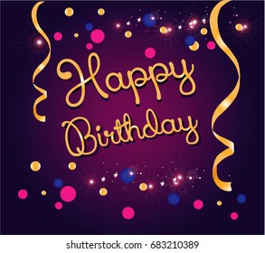 Happy Birthday Poster Gold Text On Stock Vector (Royalty Free) 685758838