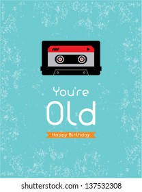 happy birthday cassette tag