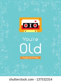 happy birthday cassette tag