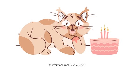 Happy birthday cat with cake