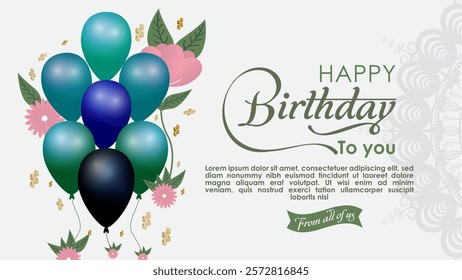     Happy Birthday, celebrate with style using this elegant Happy Birthday calligraphy design. Perfect for creating sophisticated birthday cards, invitations and backgrounds for memorable celebration