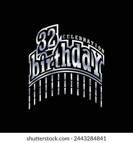 Happy Birthday Celebrating of 32 Years, Party Events Based. fireworks Mix colors Logo