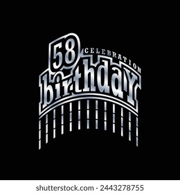 Happy Birthday Celebrating of 58 Years, Party Events Based. fireworks Mix colors Logo