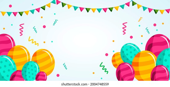 happy birthday celebration background with ballons illustration