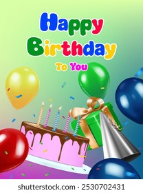 happy birthday celebration background design template, birthday celebration symbols decorative greeting card,poster and banner vector illustration. 