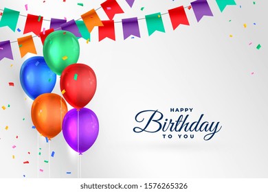 happy birthday celebration background with realistic balloons