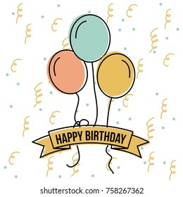 happy birthday celebration balloons ribbon poster