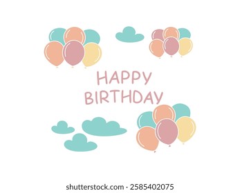 Happy Birthday Celebration Banner Template with Decorative Ballons. Happy Birthday Celebration Banner with Decorative Balloons and Festive Design