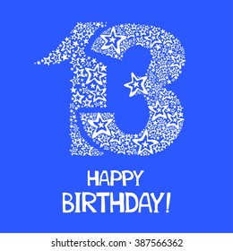 Happy Birthday Card Celebration Blue Background Stock Illustration ...