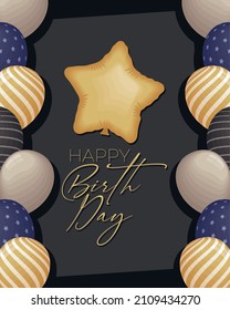 happy birthday celebration card with balloons