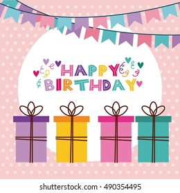 happy birthday celebration card vector illustration design