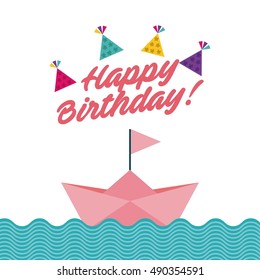 happy birthday celebration card vector illustration design