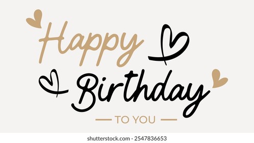 Conceito de celebração de aniversário feliz. Saudação aniversário festa lettering com celebração mão desenhada elementos, decorativo convite cartão vetor conjunto. aniversário preto e ouro manuscrito