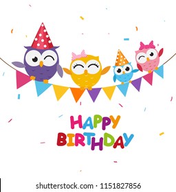 Happy birthday celebration with cute owl 
