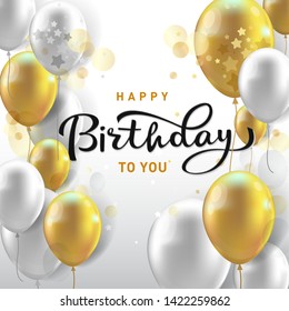 Happy Birthday Celebration Design Realistic Golden Stock Vector ...