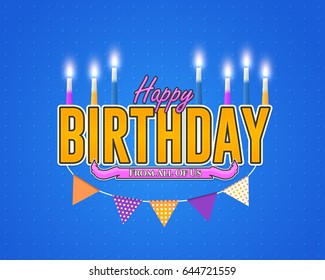 Happy Birthday Celebration Design, Vector Ornament Elements, Greeting Card Template