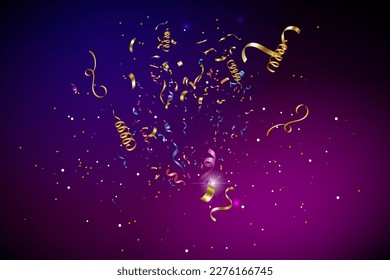 Feliz cumpleaños con la caída del confetti. fondo de confeti de color realista.