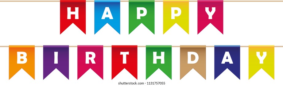 Happy birthday celebration flags. Vector Illustration