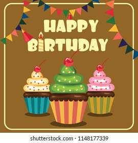 Happy Birthday Celebration Greeting Card Illustration Design