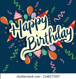 Happy Birthday Celebration Greeting Card Illustration Design