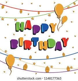 Happy Birthday Celebration Greeting Card Illustration Stock Vector ...