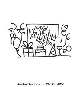 Happy birthday celebration greeting vector background design Vector illustration