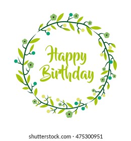 happy birthday celebration poster floral vector illustration design