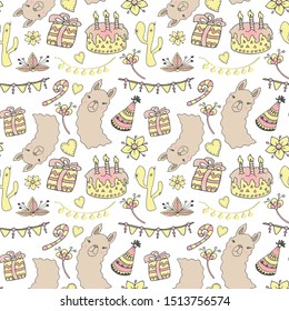 Happy birthday celebration seamless pattern, vector