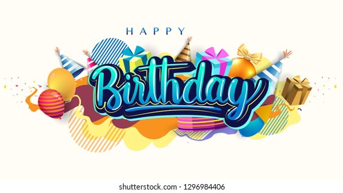 Happy Birthday Celebration Typography Design Greeting Stock Vector 