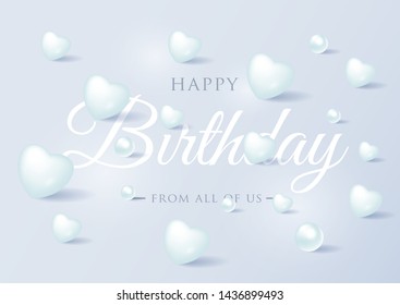Happy Birthday celebration typography design for greeting card, poster or banner with realistic love balloons