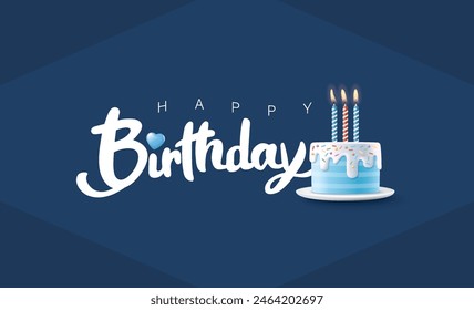 Diseño de la tipografía de la celebración del cumpleaños feliz con la torta de cumpleaños 3d para la tarjeta de felicitación, el póster o el Anuncio. Ilustración vectorial