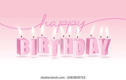 Diseño de la tipografía de la celebración del cumpleaños feliz con la torta de cumpleaños 3d para la tarjeta de felicitación, el póster o el Anuncio. Ilustración vectorial