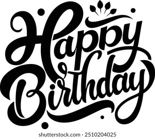 Happy Birthday Celebration Typography Vector Illustration Silhouette Artwork