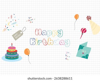 Happy Birthday Celebration Vector Background Illustration