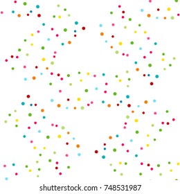 A Happy Birthday, Christmas or New Year Party decor. Vector carnaval seamless colorful pattern for kids birthday party. Kids festive background with confetti