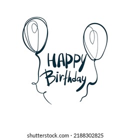 happy birthday clip art vector concept saying lettering hand drawn shirt quote line art simple monochrome