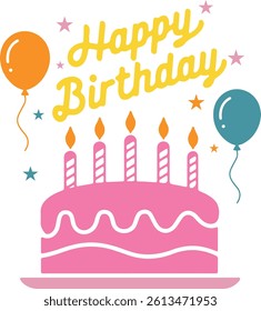 Happy Birthday clipart icon set vector on white background.