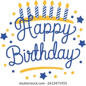 Happy Birthday clipart icon set vector on white background.
