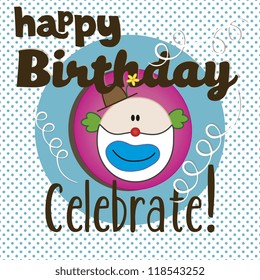 Happy Birthday Clown, invitation for boys